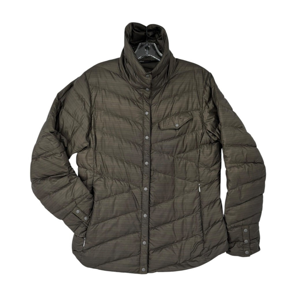 Nau Ultralight Goose Down Jacket Womens Medium Olive Packable Puffer Excellent